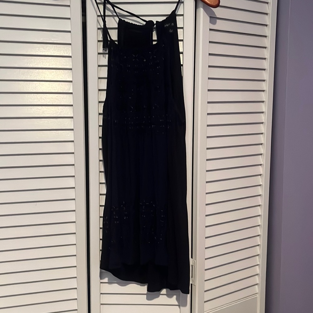 Lucky Brand Black tie tank with sequins
